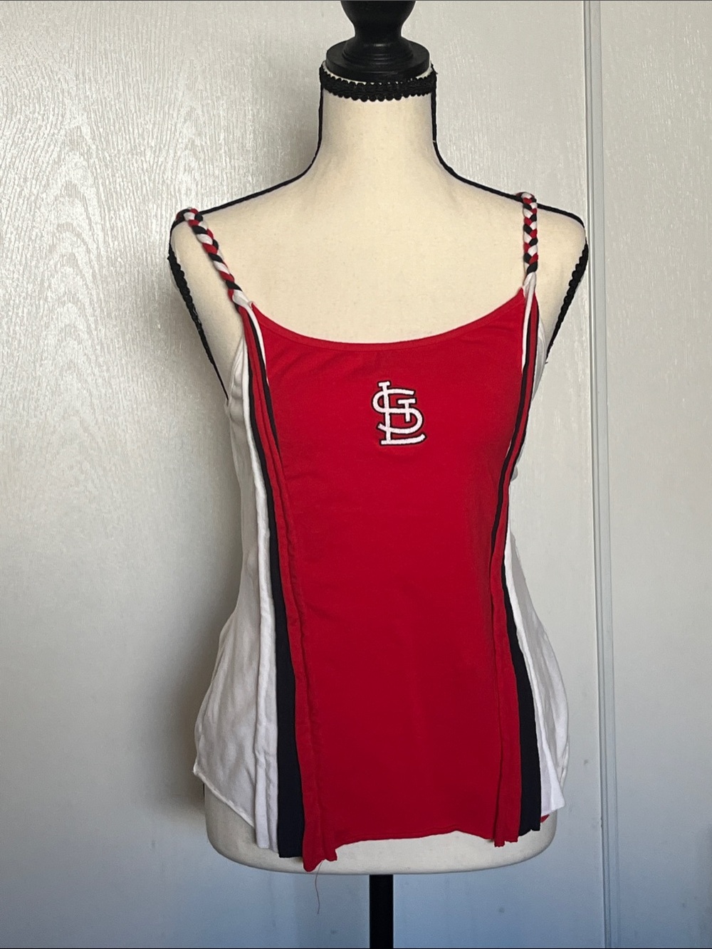 Genuine Merchandise Red & White Braided-Strap Camisole